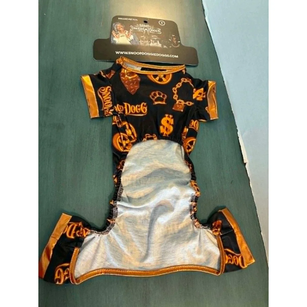 Snoop Doggie Doggs Pet Pajamas Small Black Gold Chain NWT Deluxe PJs